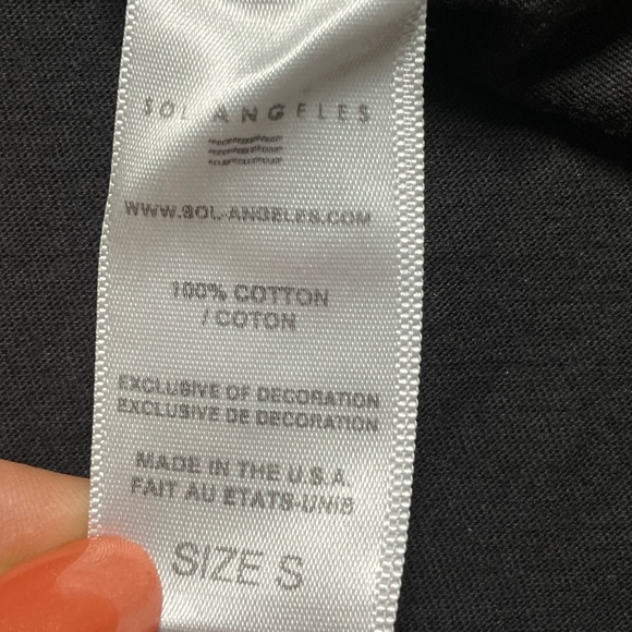 Sol Angeles Charcoal Black Metallic Eagle Print Cuffed Tee Top S - Picture 6 of 6